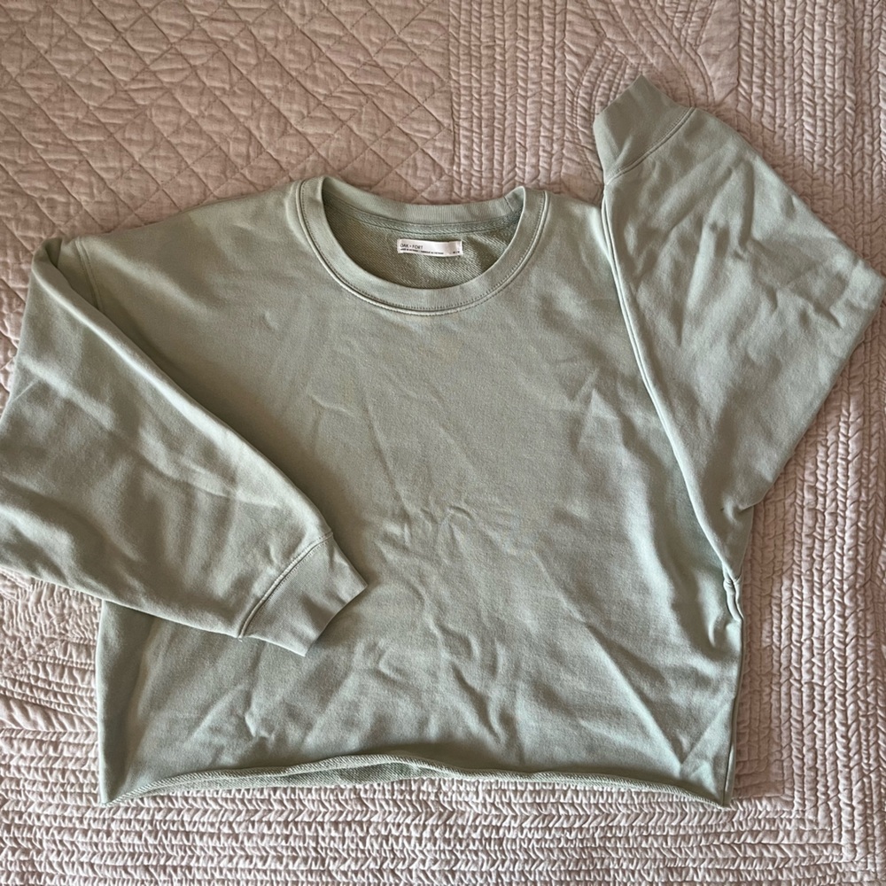 Oak + Fort Cropped Mint Green Crewneck Sweatshirt
